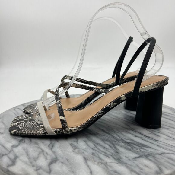 Marc Fisher Sandals Womens 9M Snake Print Leather Strappy Singback Block Heel - Picture 4 of 10